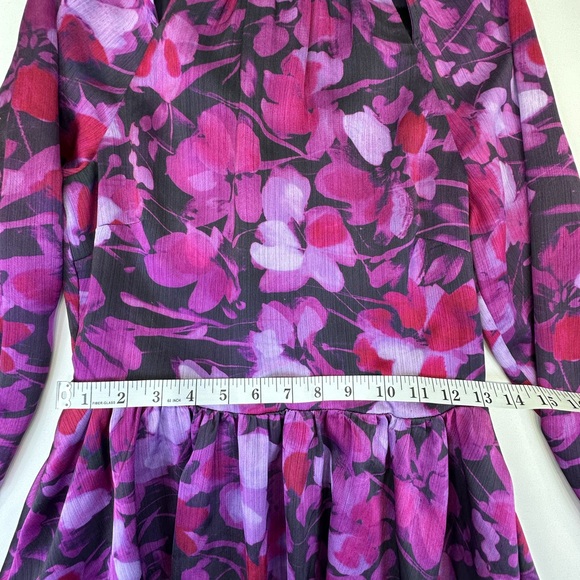 Ted Baker London Purple Pink Ruffled Bishop Sleeve Mini Dress - Picture 14 of 16